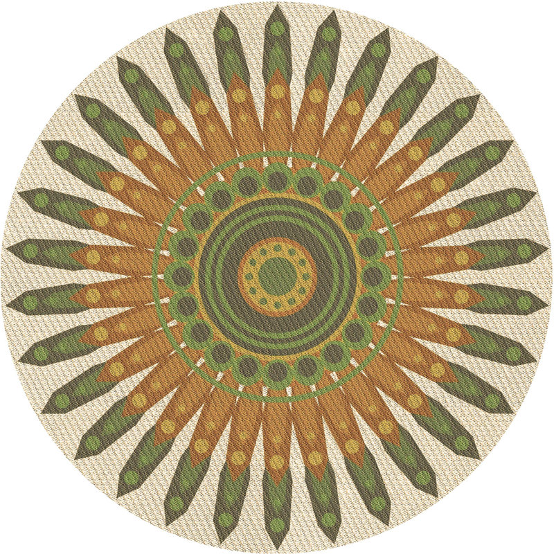 Tapis 100% à motifs lavables à la machine 2989 Pat1893_BRN, Rond 5 pi