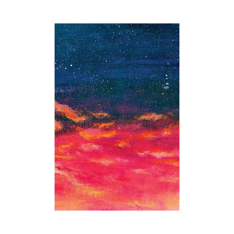 Beautiful Warm Sky Turning Into Starry Space - A Beautiful Abstract Space Landscape by Valery Rybakow - Painting on Canvas