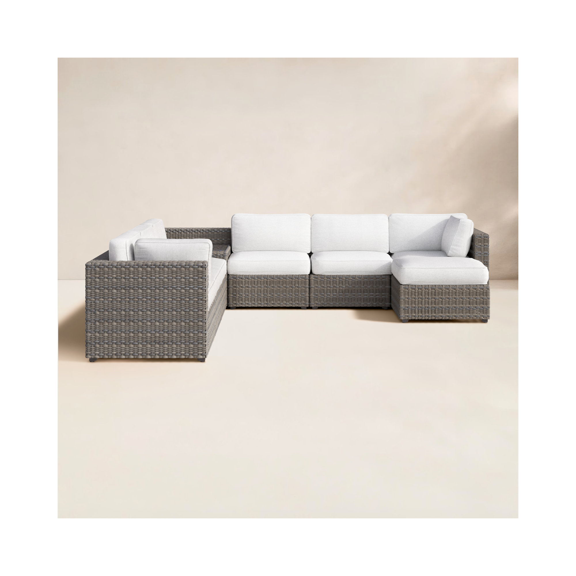 Montae 222'' Wide Curved Wicker Patio Sectional with Cushions