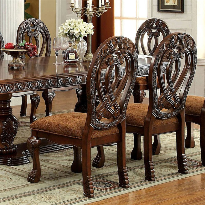Ensemble de 2 chaises d'appoint formelles et majestueuses en bois massif et cerise
