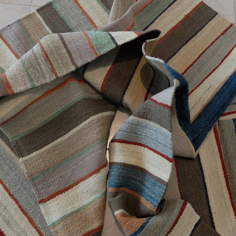 Runner Rickman Striped Hand Woven 100cm X 320cm Area Rug, Wool