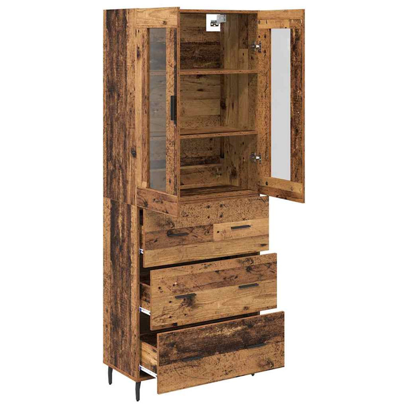  Highboard 2 Pcs Artisan Oak Engineered Wood And Glass, Old Wood