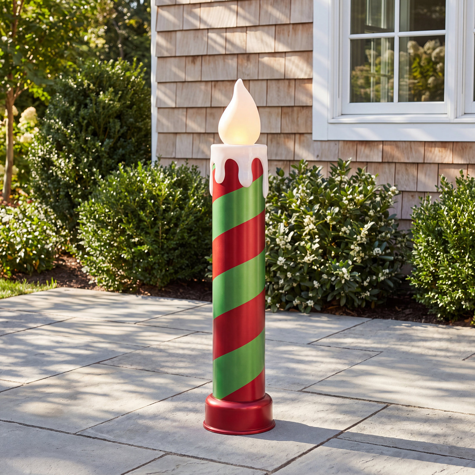 Outdoor 36" Metallic Blow Mold Candle, Red/Green
