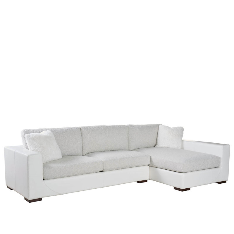 Shelborne Chaise RAF Loveseat LAF, Right Hand Facing, Gray Polyester Blend/Ivory Geniune Leathe