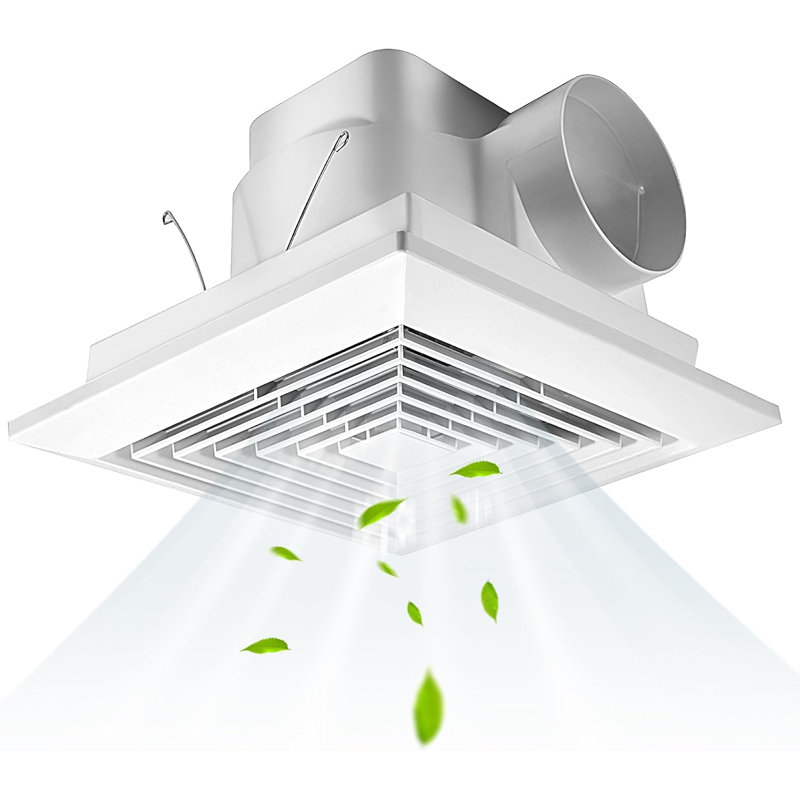 Ventilateur de salle de bain 90 pi³ / min, montage au plafond, ventilateur de salle de bain 25 W, 110 V, 0,95 sones, ventilation carrée silencieuse