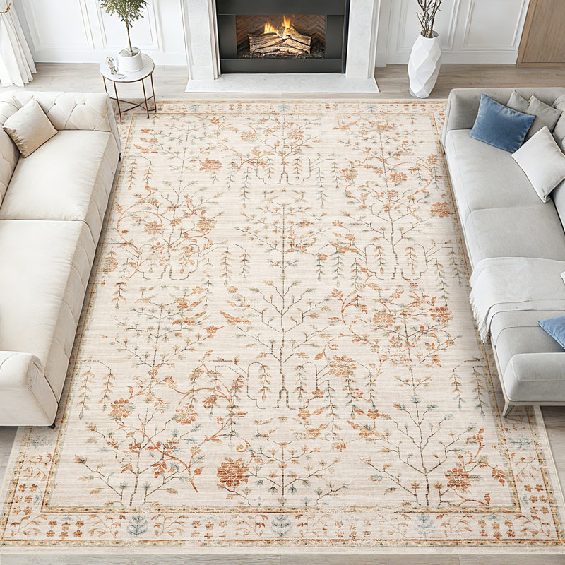 Area Rug for Living Room, Vintage Retro Boho Rug, Washable Non Slip & Low Pile Carpet for Living Room, Bedroom, Dining Room