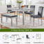 Ensemble de table de salle à manger 6 pièces en bois avec chaises rembourrées et banc, idéal pour les dîners de famille et les rassemblements formels, avec décoration en cristal-733022977-733022988-733022976