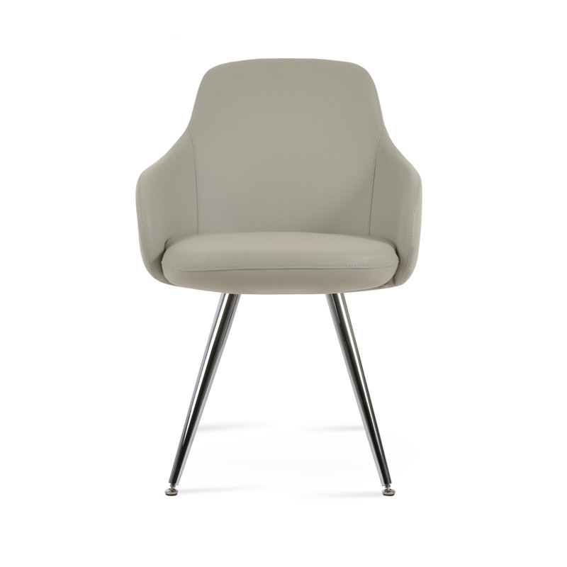 Chaise avec accoudoirs Gazel Star, Gris clair, Chrome