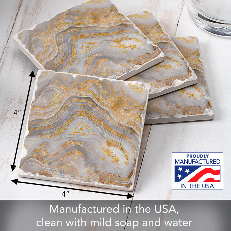 Agate Allure II 4-Pack Tumbled Tile Stone Coasters