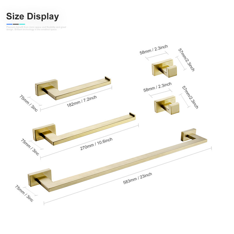 5 - Piece Bathroom Hardware Set, Brushed Gold