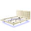 Queen Size Floating Bed Frame With Led Lights, White Pu Leather, Button - Design. Unique Design For A Contemporary Bedroom Feel, Six Colour Lights Peaceful Sleep Environment, Comfortable And Quiet-1245280924