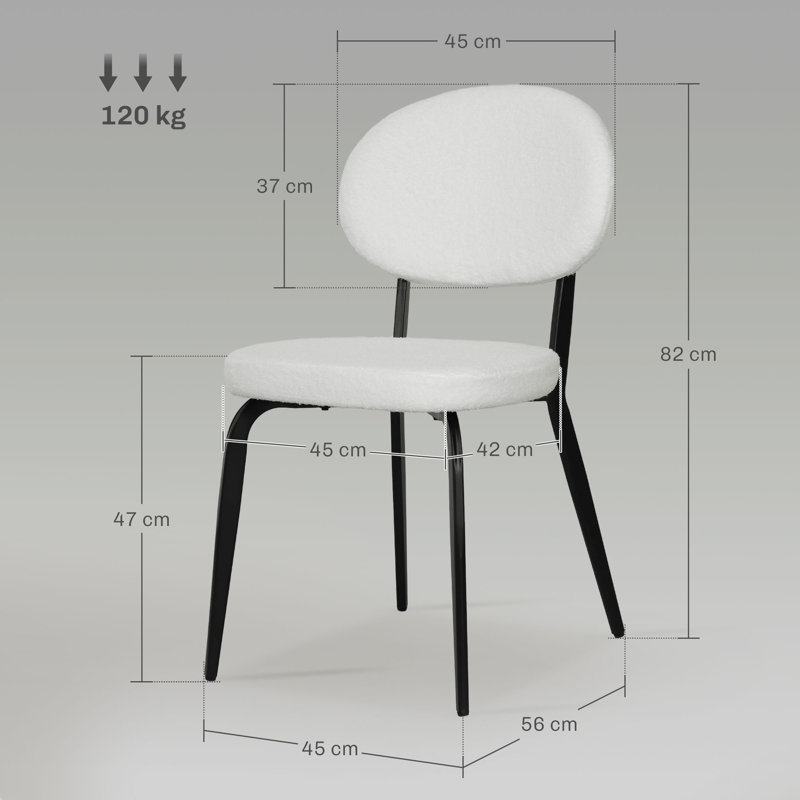 Upholstered Dining Chair, White, White