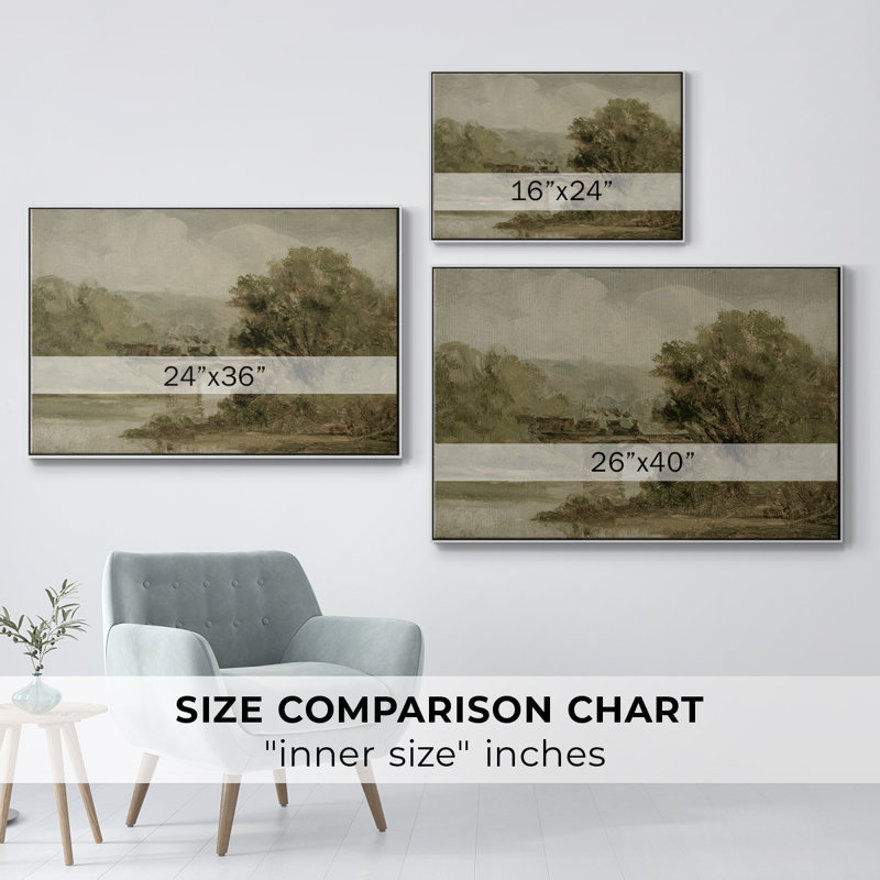 Paysage rétro - DCCCII, White Floater Framed Canvas, H 27 po x l 41 po x P 2 po