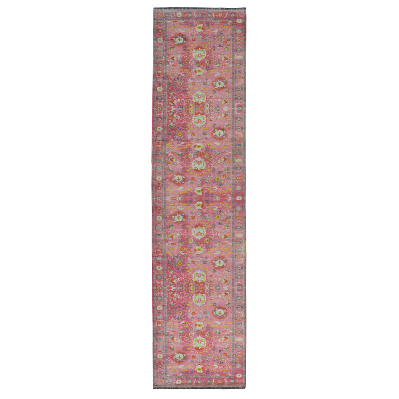Laurel Aydin Machine Woven Polyester No Pattern Area Rug in Pink, Runner 2'2" x 10'