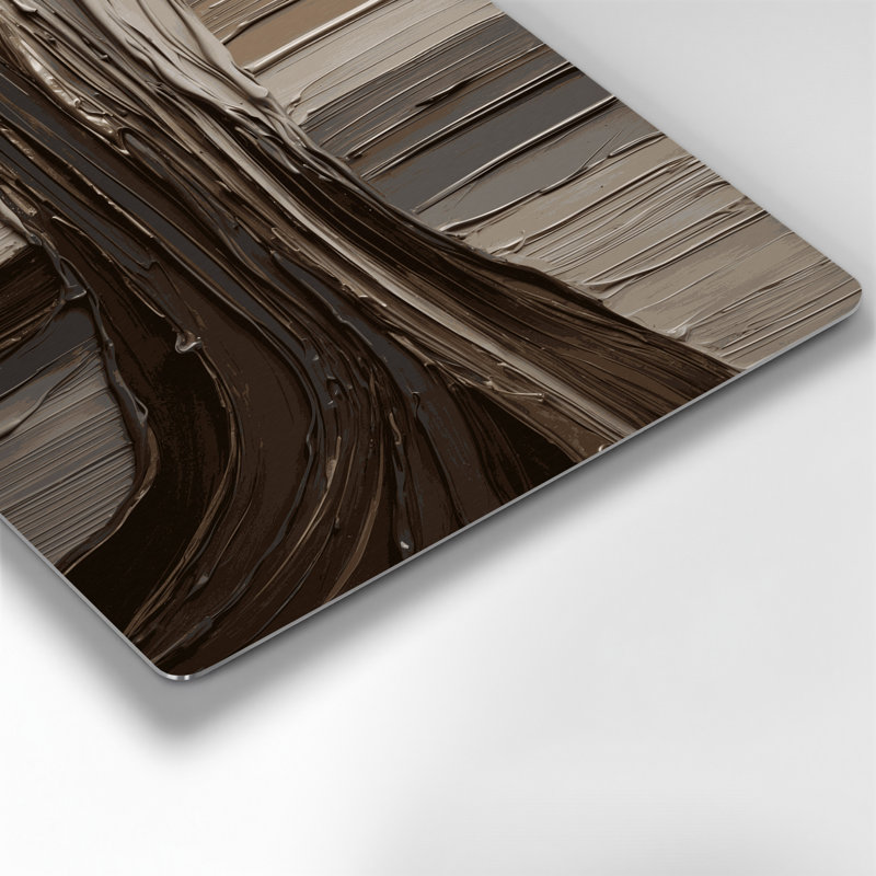 Art mural horizontal en métal rayé horizontal brun-brun foncé, H 12 po x l 18 po