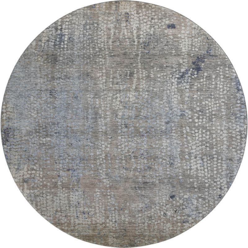 Premium Machine Washable Mayfield AMF2087 Abstract Rug, Taupe, 8' Round