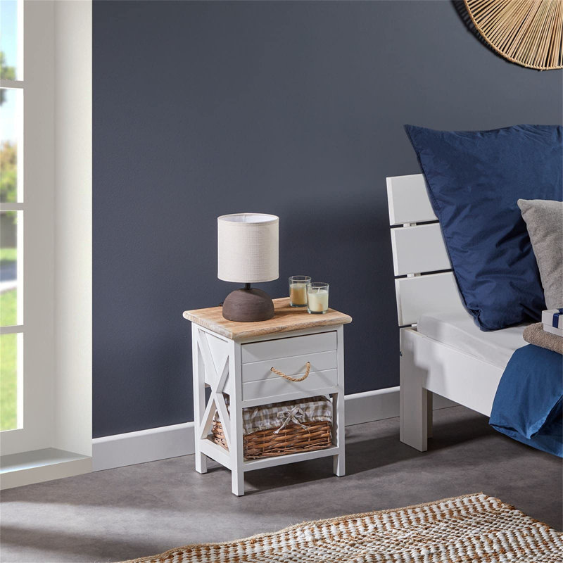 Mayhews 32cm W Solid + Manufactured Wood Bedside Table
