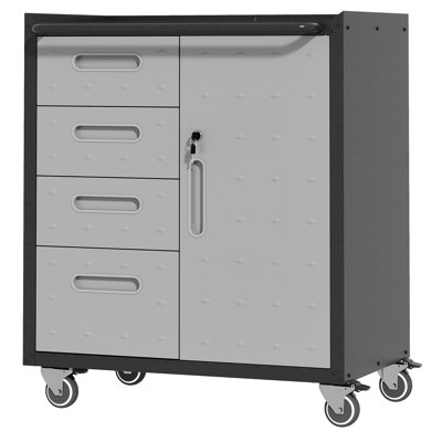 Armoire de rangement robuste en métal avec roulettes - Armoire de rangement pour outils