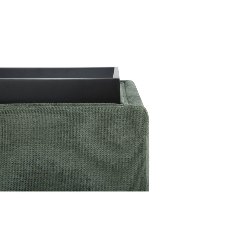 Kalgoorlie 18" Wide Square Cube Ottoman with Storage, Honeycomb Forest Chenille
