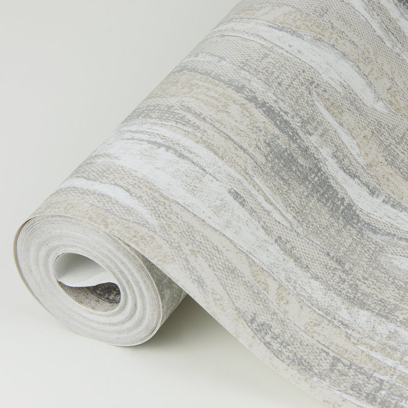 Rouleau de papier peint à grain de bois L 33 pi x l 20,9 po Kirstynn Suna, Gris