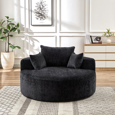 55'L Chenille Sponge Single Sofa, No Assembly Required, Fluffy Modern Sleeper Chair for Living Room and Bedroom