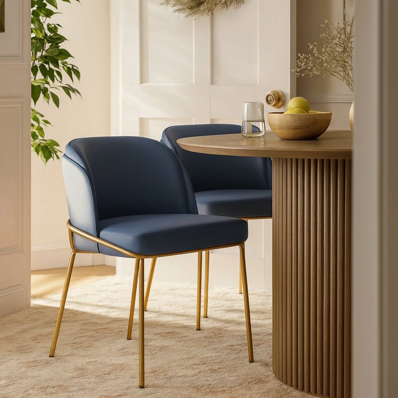 Jagger Side Chair, Navy Vegan Leather