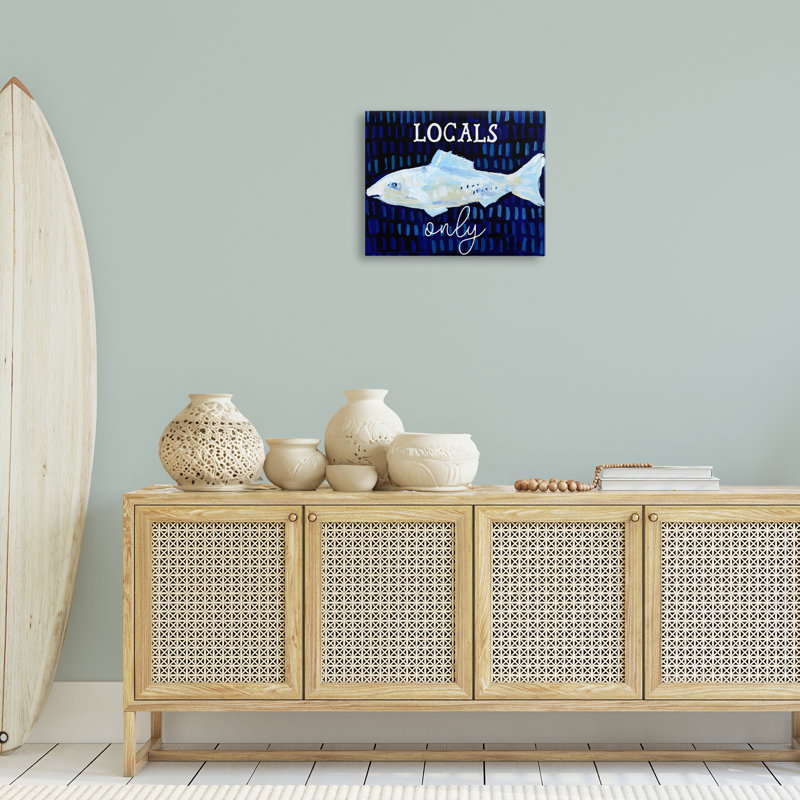 Locals Only with Fish Canvas Wall Art by Jetty Home, LLC, 36" H x 48" W x 1.5" D