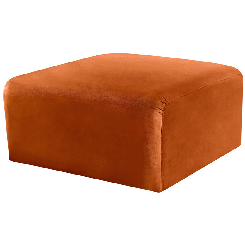 Hingham Josie 31" Velvet Ottoman, Cognac Velvet
