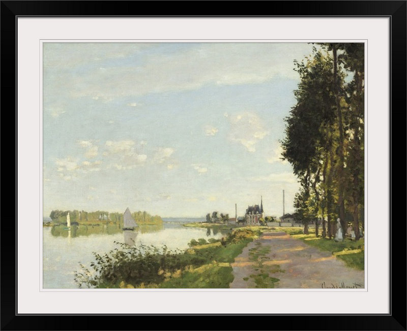 «Argenteuil, c.1872» par Claude Monet - reproduction imprimée, Cadre noir, H 20 po x l 24 po x P 1 po