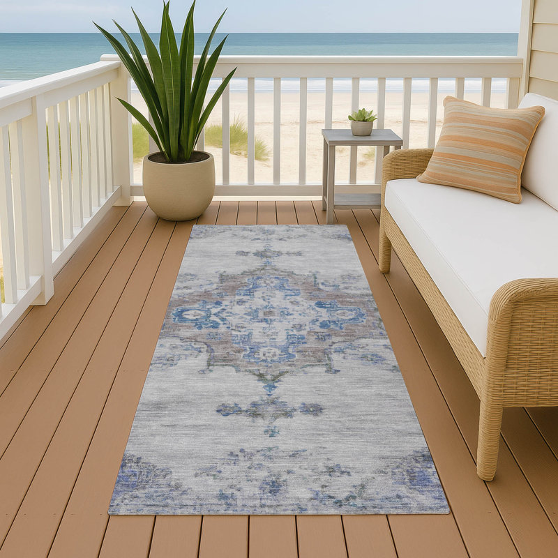 Tapis intérieur / extérieur lavable à la machine Hashlamoun ACN2321 Global, Tapis de couloir 2 pi 3 po x 7 pi 6 po