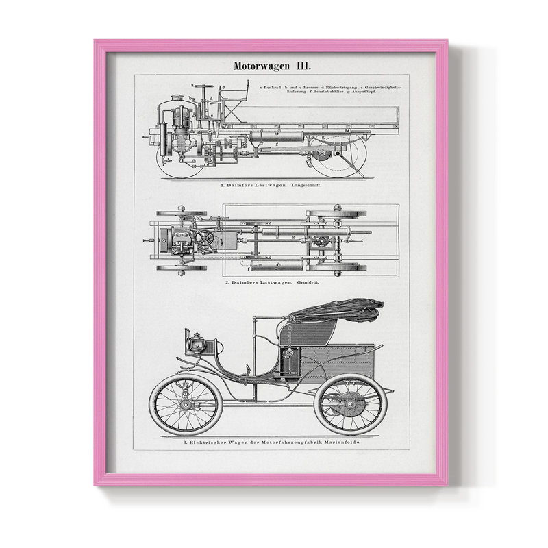 Reproduction encadrée industrielle en bois massif, H 11 po x l 9 po, Rose