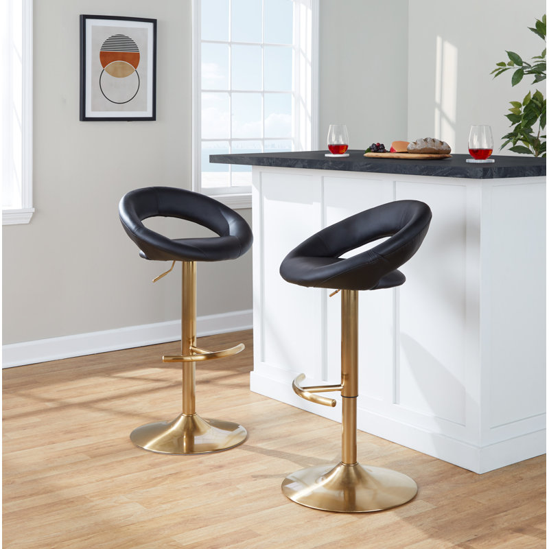 Tabourets de bar réglables Poppy, Noir, Doré