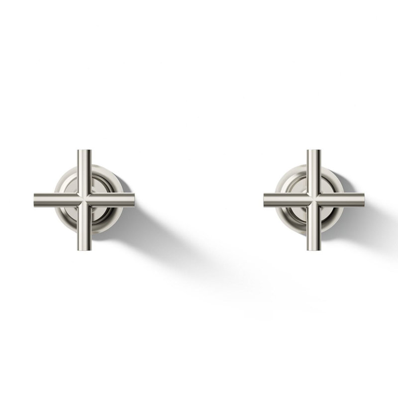 Purist® Deck- or Wall-Mount High-Flow Bath Valve Trim with Cross Handle, Vibrant Polished Nickel