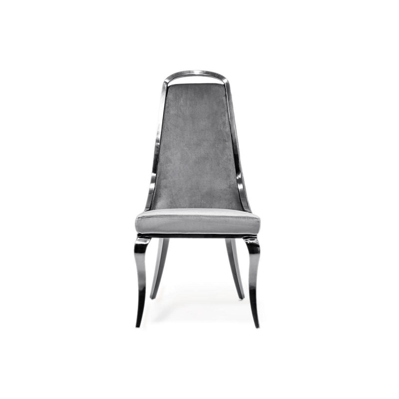 Chaise d'appoint en velours Oreana, Gris, Argent
