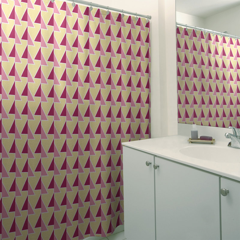 Rideau de douche à flèches décalées, Rose / Jaune