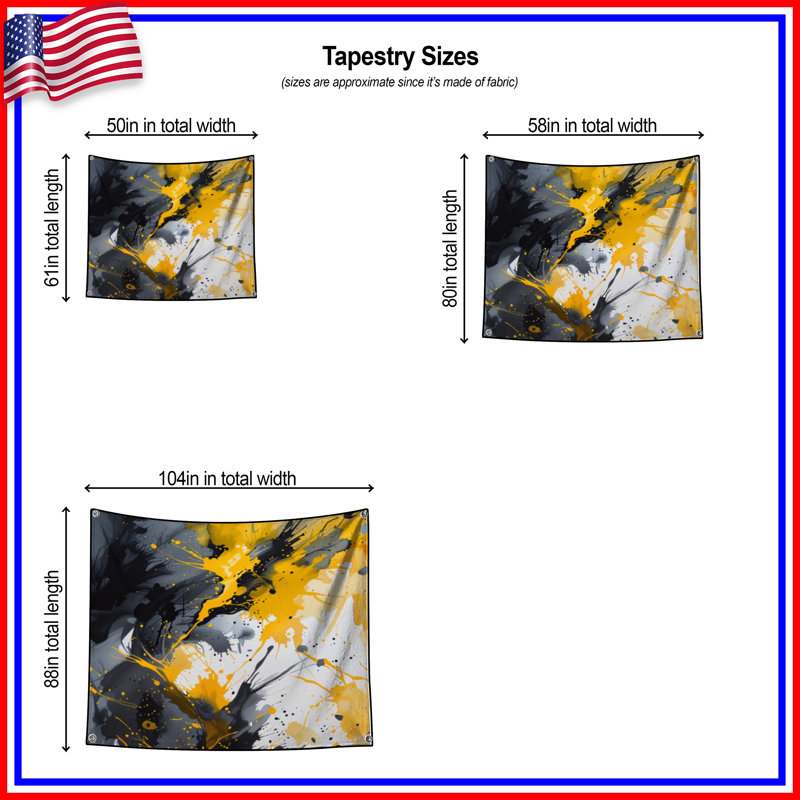 Tapisserie abstraite «Splatter», H 104 po x 88 avec 4 œillets