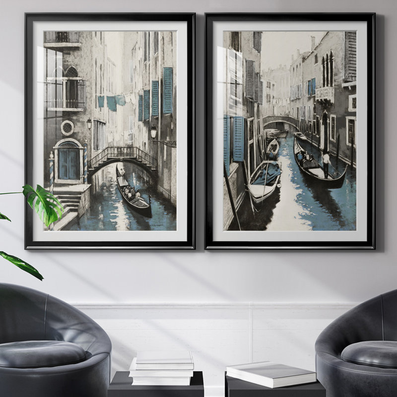 E. Anthony Orme - ensemble de 2 reproductions d'art, H 26,5 po x l 73 po x P 1,5 po, Papier encadré noir, Blanc