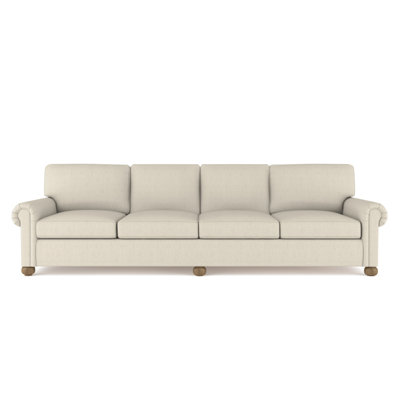 Leroy Rolled Panel-Arm Extra Long Sofa with Bun Feet