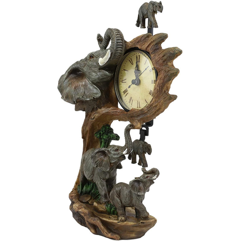 Roman Numeral Resin Quartz Movement / Crystal Tabletop Clock in Brown