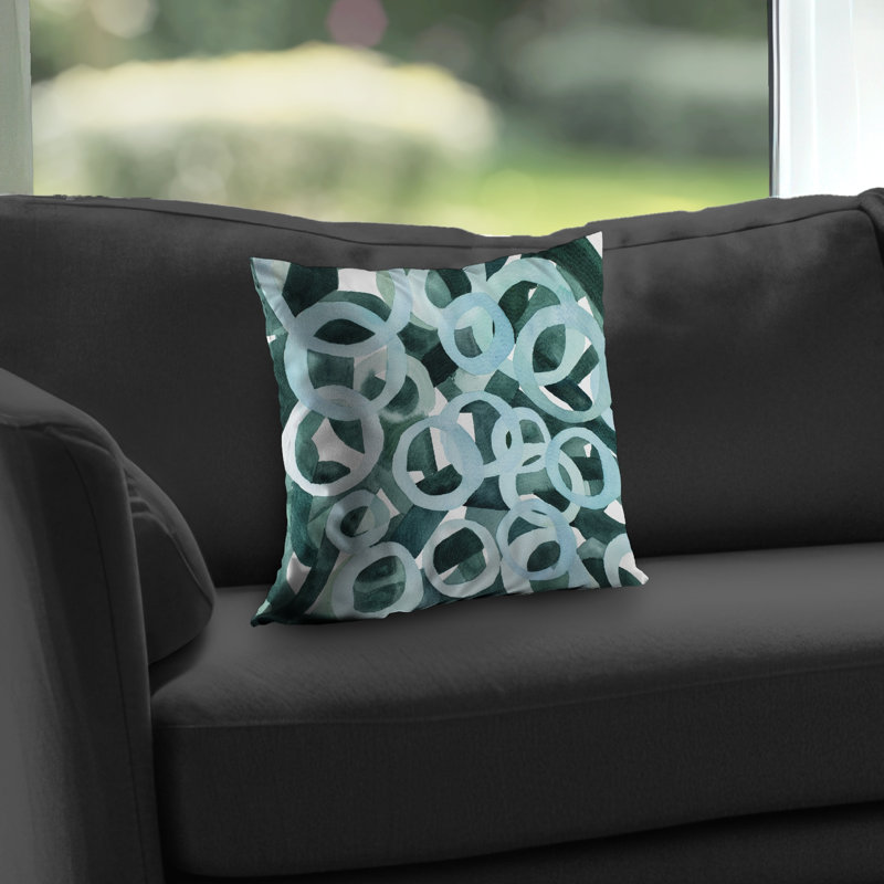 Abstract Rings Throw Pillow | Illustrative Pattern Poly Twill