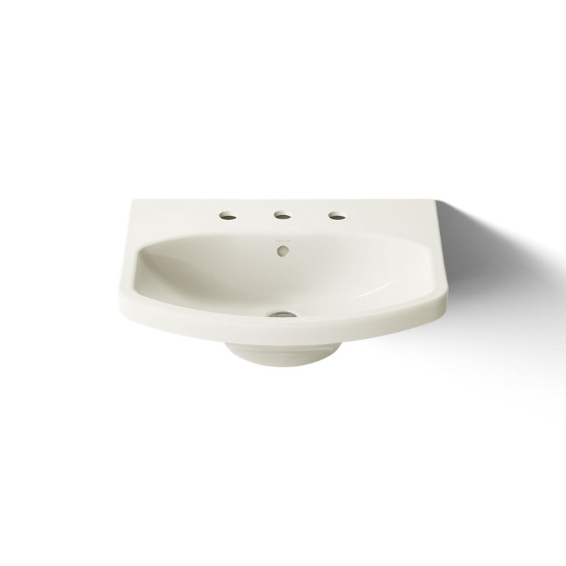 Cimarron® Vitreous China 23" Pedestal Bathroom Sink with Overflow, Biscuit, 8" Centerset