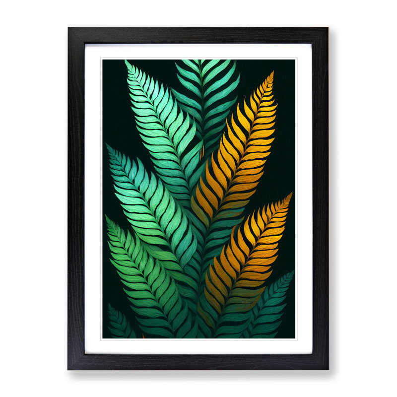 Achsa Fern Leaf Cyber Framed Print, 64cm H x 46cm W x 2cm D, Oak