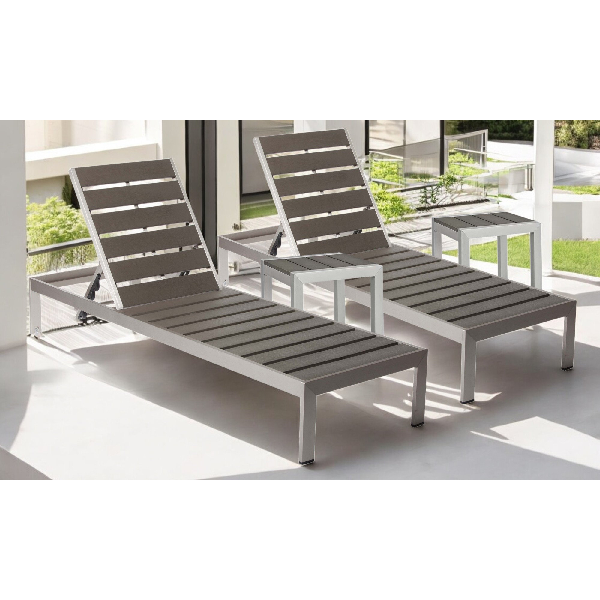 Aynura 4 Piece 76'' Long Reclining Chaise Lounge Set, Gray