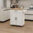 White Kitchen Island With Hidden Compartments, Adjustable Storage Settings & Towel/Seasoning Cart Material, Towel Rack, Seasoning Rack - Levels-1149059228
