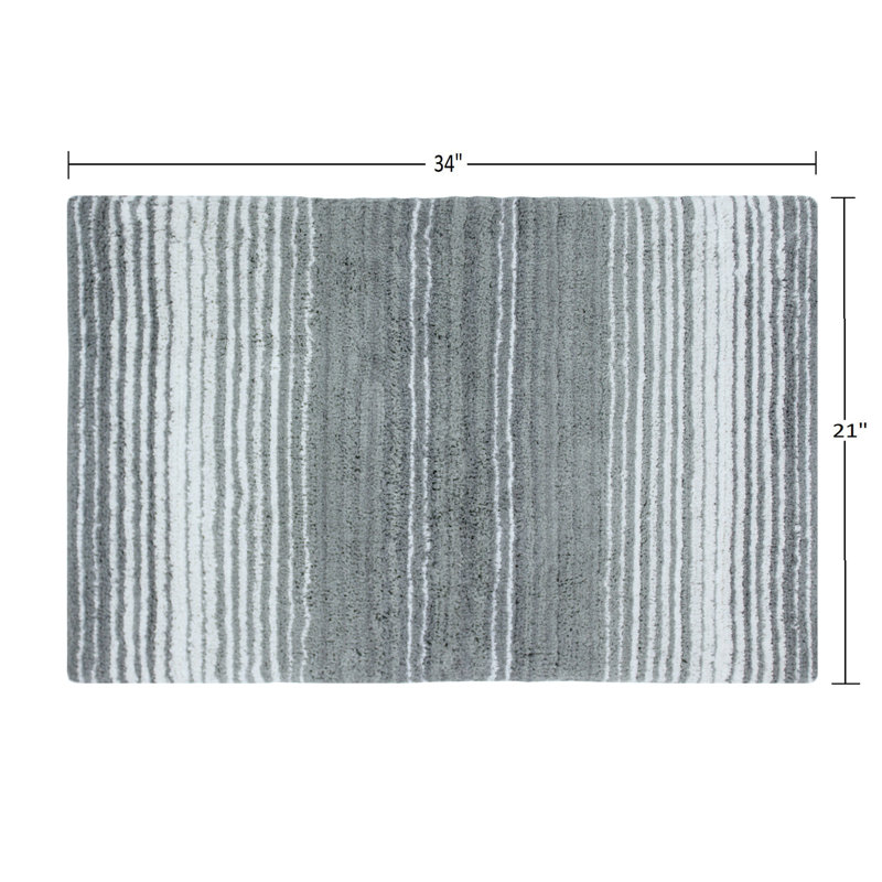 Griffie Plush 100 % Cotton Bath Rug, Single - 21" L x 34" W, Gray