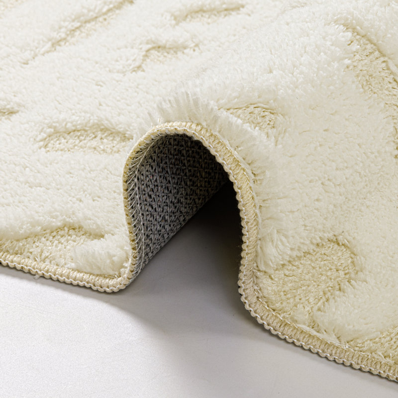  Tapis ivoire pelucheux moelleux et lavable, Rectangulaire 8 pi x 10 pi