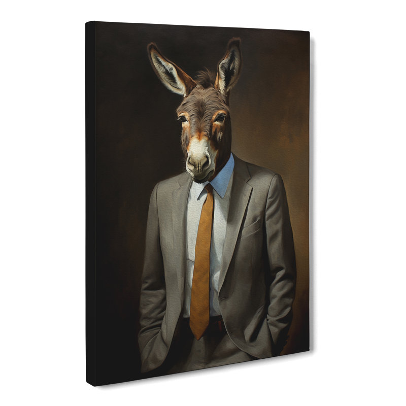 Donkey In A Suit Painting No.3 - Wrapped Canvas, 50cm H x 35cm W x 3cm D