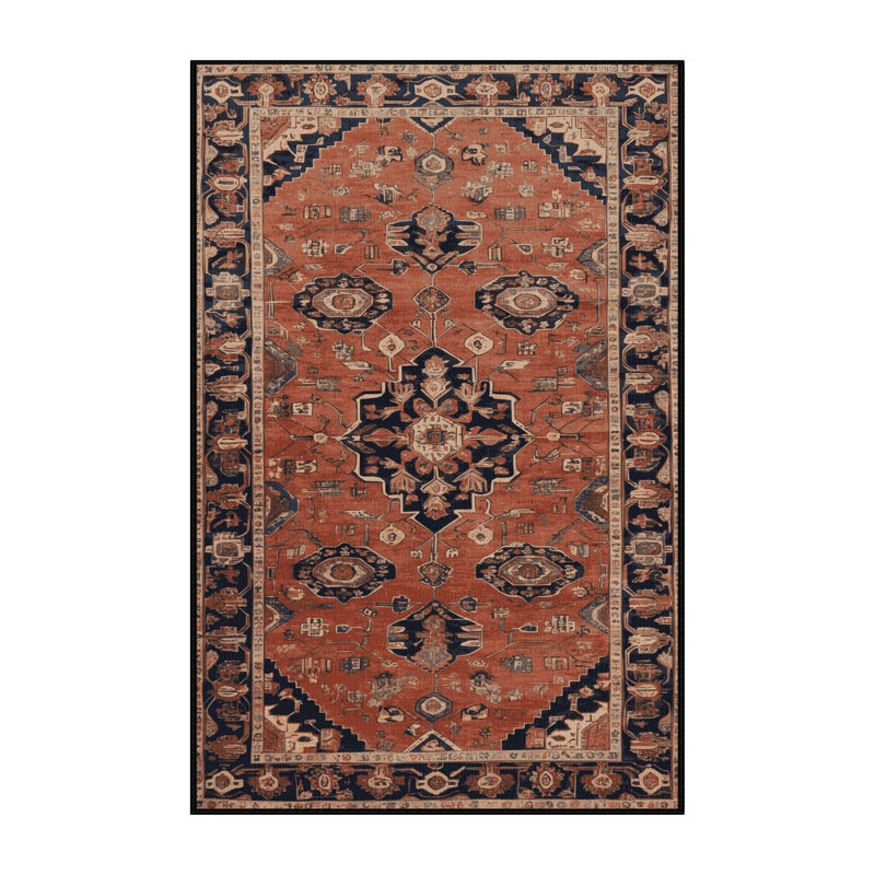 Machine Washable Persian Brown Area Rug, Rectangle 3' x 5'
