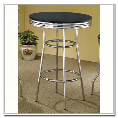 Black and Chrome Round Bar Table