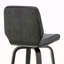 Tabouret de bar pivotant en similicuir gris et bois noir